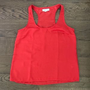 Red Silky Sleeveless Top. Size S.